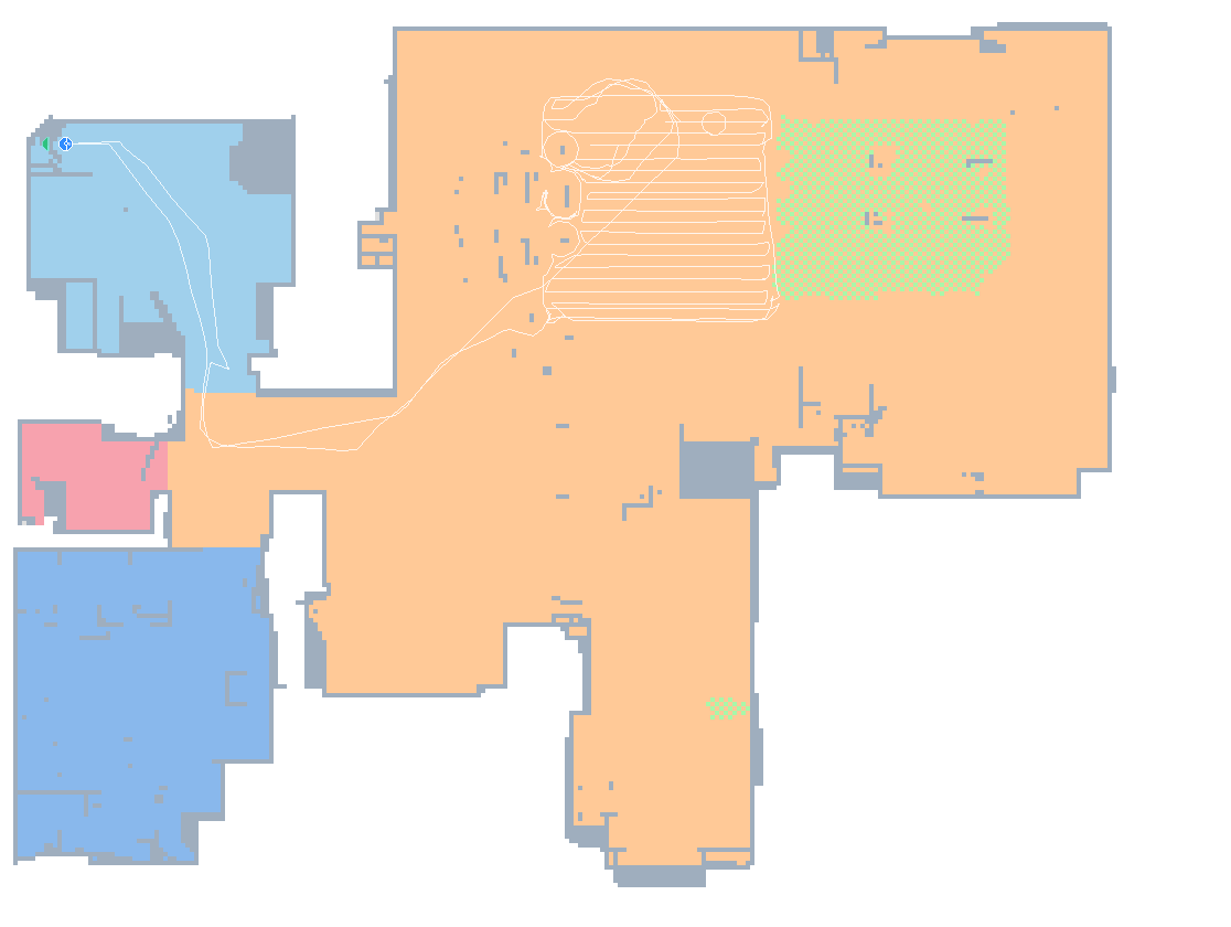 Rendered floor-plan map with colored rooms